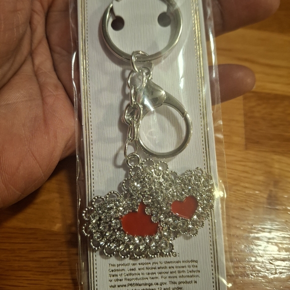 Double Heart Bling Bag Charm - Picture 3 of 4